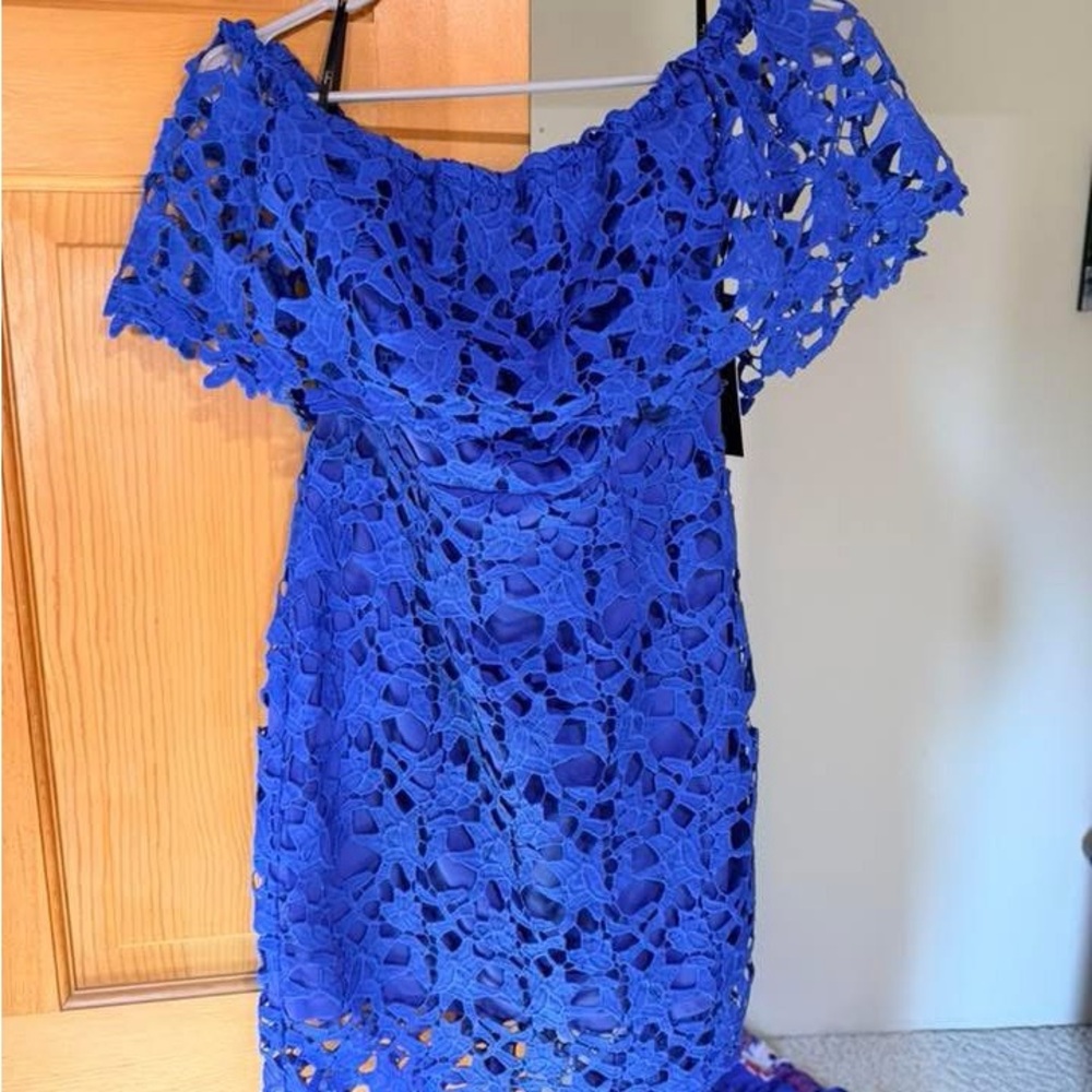 Lulu's Royal Blue Lace Mini Dress